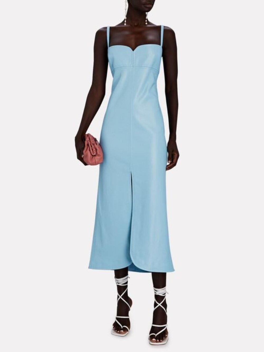 Alexis Camellia Vegan Leather Midi Dress, Blue in Size XL